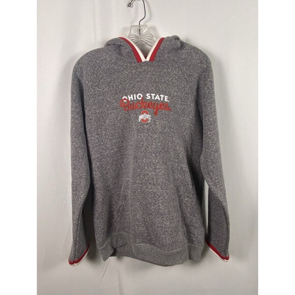 Ohio State Buckeyes Hoodie Pullover Sz M Champion Grey Red White Hand Warmer - Picture 1 of 11